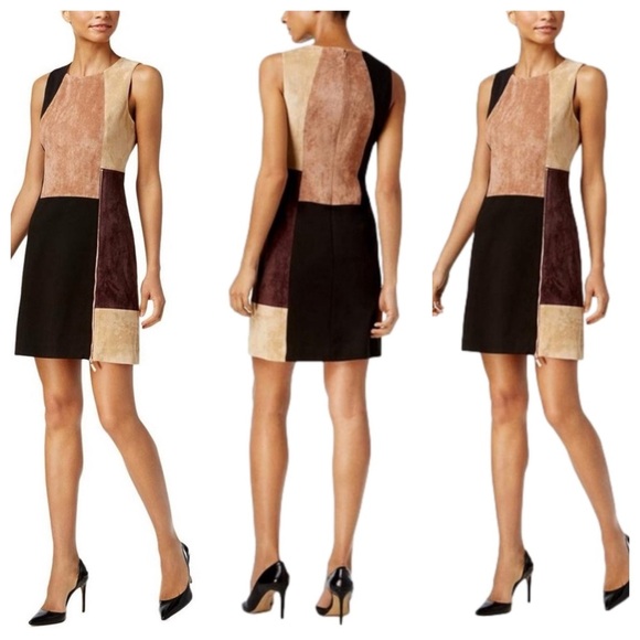 Ivanka Trump Dresses & Skirts - EUC Ivanka Trump Women's 12 Colorblock Faux Suede Shift Dress Dress Brown Beige